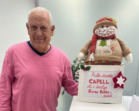 El professor de l'Autoescola Capell al local de Les Borges Blanques
